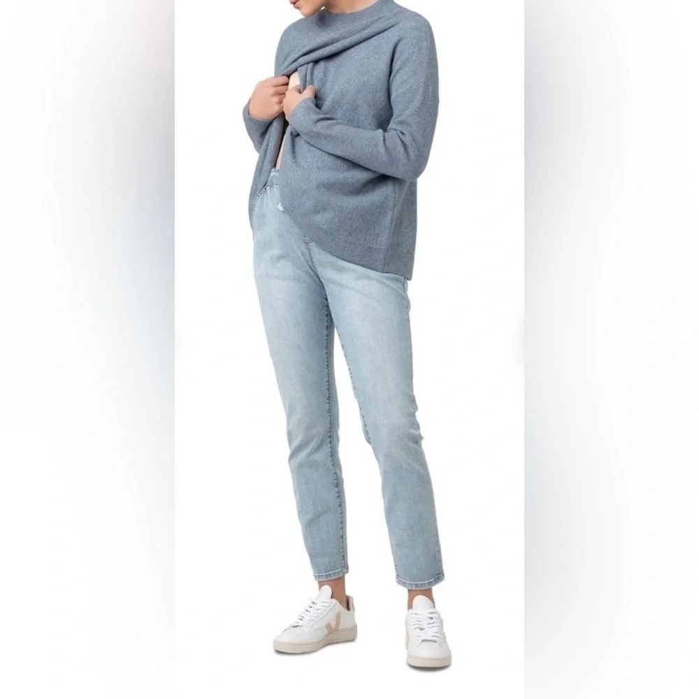 Ripe Desi Crossover Maternity Nursing Sweater in Blue Marle Size Large